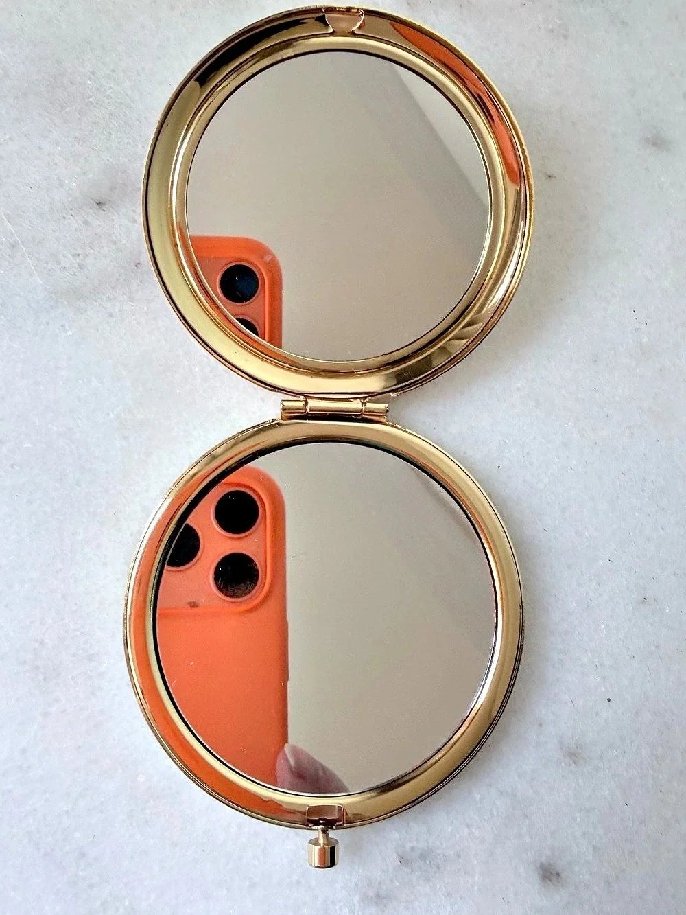 Rhinestone Angel Gold Compact Mirror